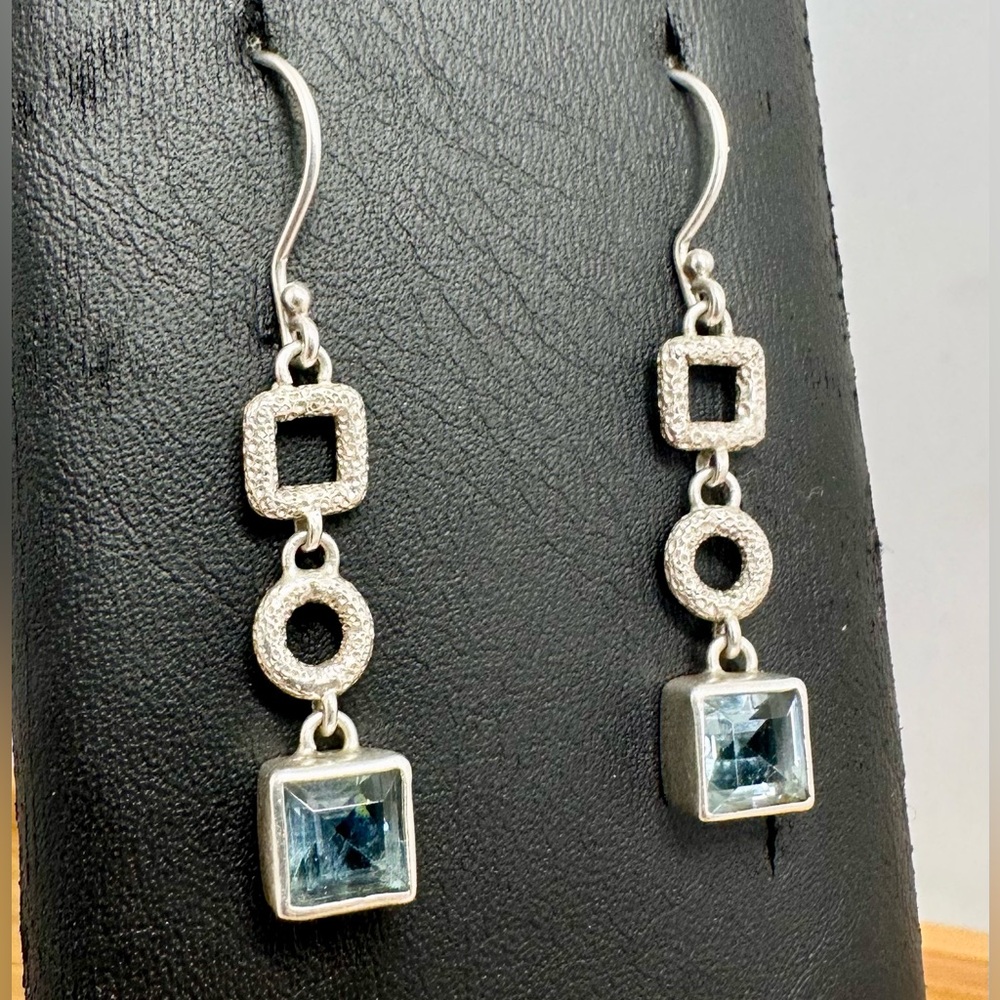 LORI BONN Sterling Silver Blue Topaz Dangle Earrings